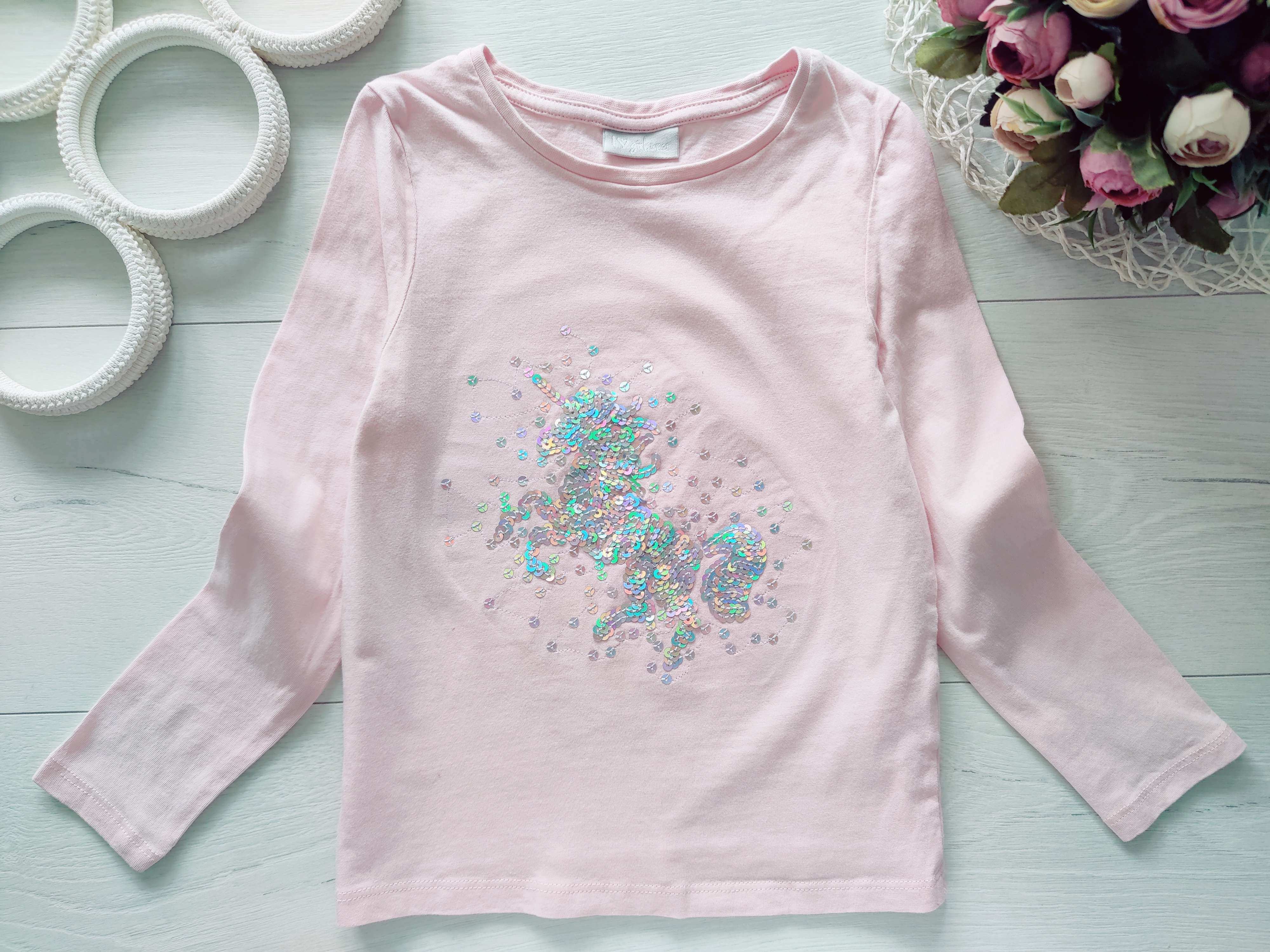 7 років, зріст 122 Лонгслів з єдинорогом із паєток