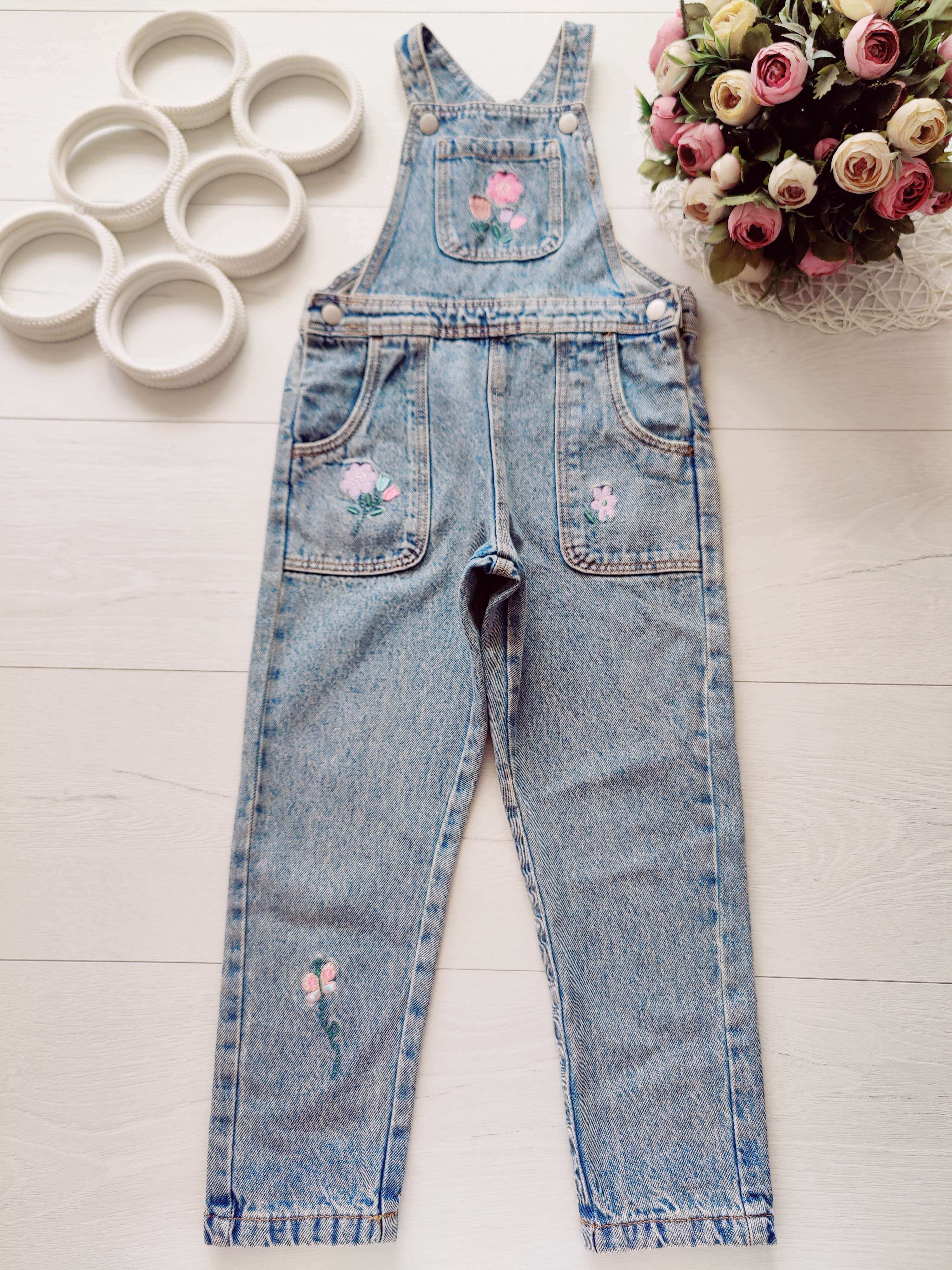 4,5 лет, рост 104,110 Джинсовый комбинезон для девочки