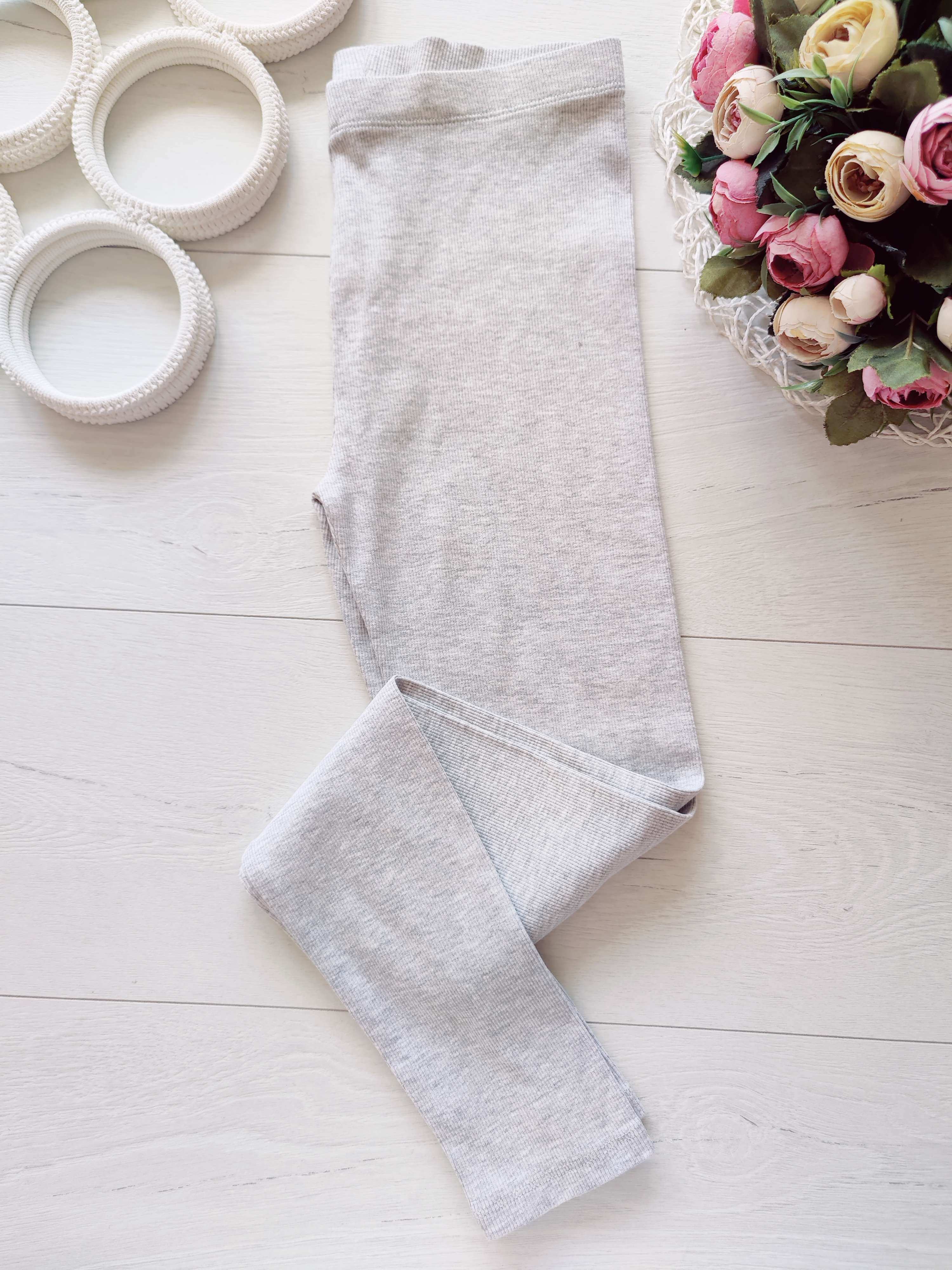 10,11 лет, рост 140,146 Серые лосины в рубчик