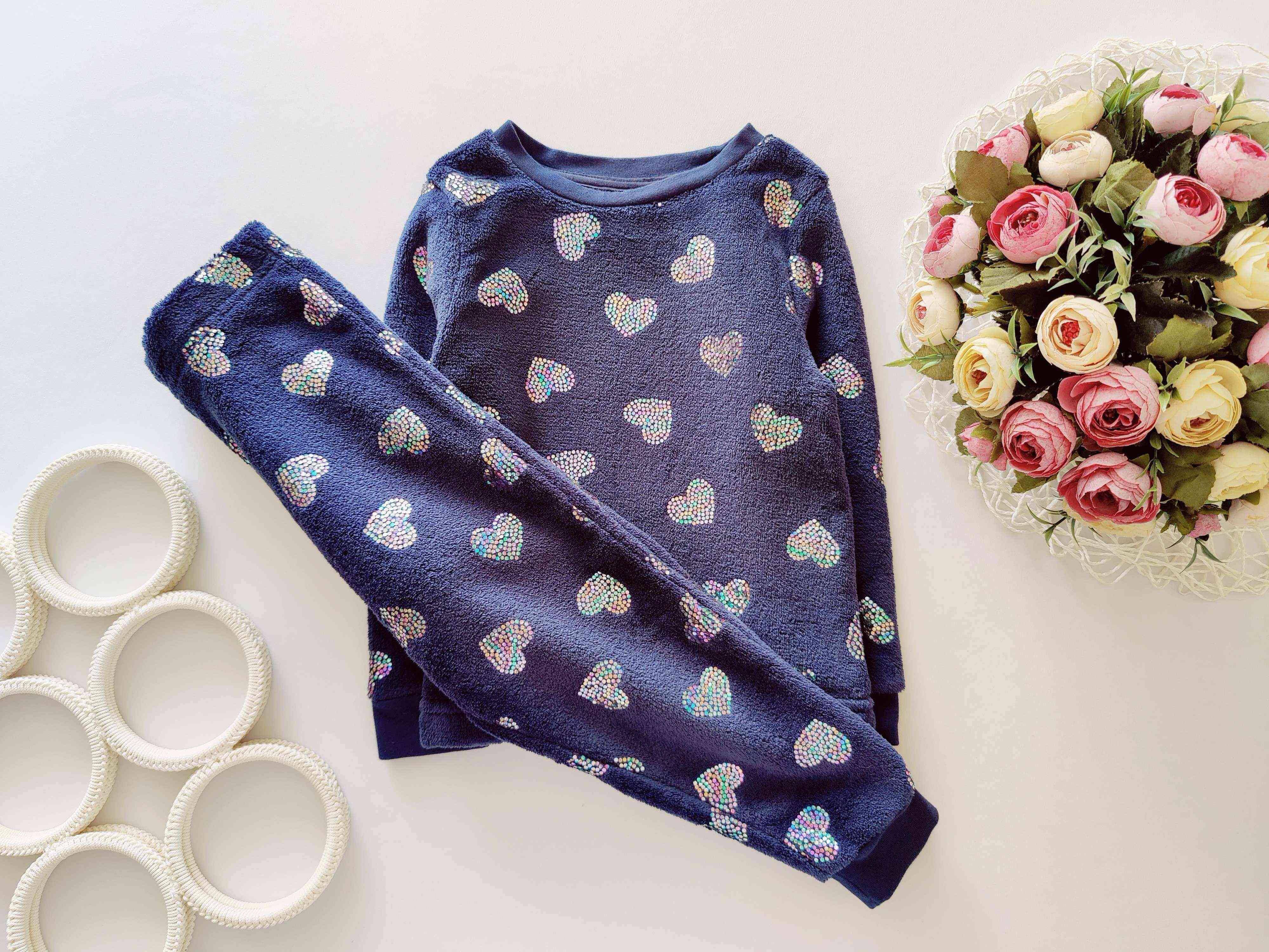 3,4 роки, зріст 98,104 Махрова піжама в серцях