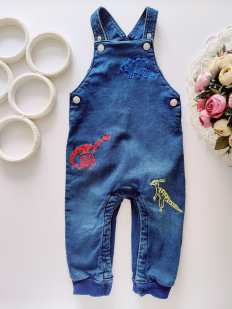 9,12 міс, зріст 80 Утеплений джинсовий комбінезон