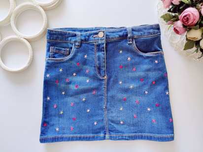 11 років, зріст 146 Джинсова спідниця у зірках