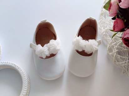 12,18 міс (12,5 см) Білі святкові пінетки для дівчинки