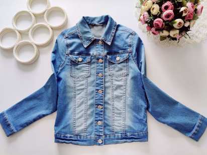 12,13 лет, рост 152,158 Мягкая голубая джинсовка