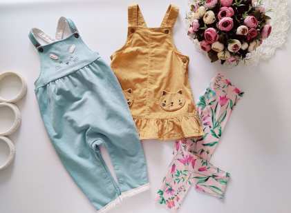 12,18 міс, зріст 83,86 Теплий ромпер, вельветовий сарафан та лосини