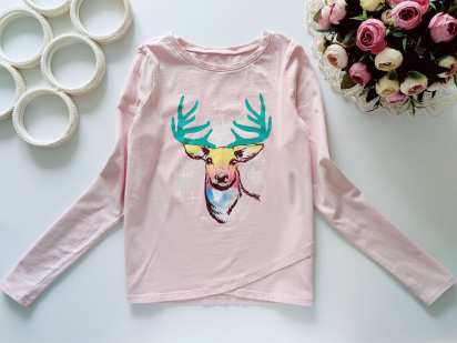 10,12 лет, рост 140,146 Реглан для девочки с оленем