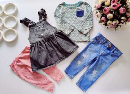 6,9 міс, зріст 68,74 Реглан, джинси та сарафан