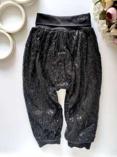 18,24 мес, рост 90 Блестящие черные свободные штаны на подкладке