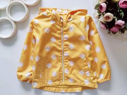 2,3 года, рост 98 Лимонная ветровка в горох