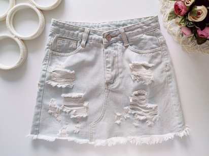 XS Рвана блакитна джинсова спідниця Shein