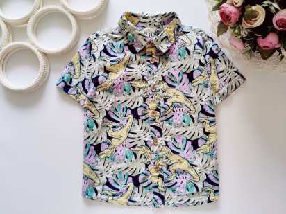 2,3 роки, зріст 92,98 Красива літня сорочка в динозаврах