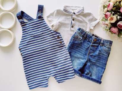 9,12 міс, зріст 74,80 Ромпер, пісочник та шорти джинсові