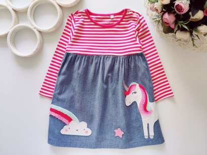 12,18 мес, рост 86 Платье с единорогом