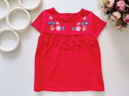 12,18 міс, зріст 86 Футболка для дівчинки з вишивкою