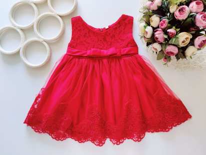 12,18 мес, рост 86 Красное нарядное пышное платье