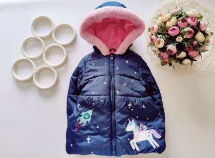 18,24 мес, рост 92 Теплая детская куртка с пони