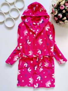 8,9 років, зріст 128,134 Красивий халат у єдинорогах