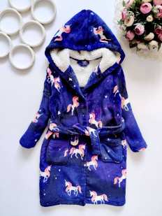 5,6 років, зріст 116 Махровий халат в єдинорогах