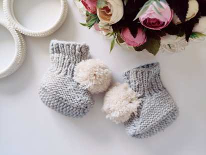 3,6 міс, Тепі в'язані пінетки на хб підкладці