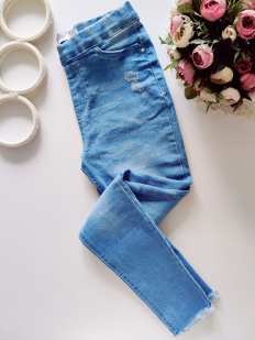 11,12 лет, рост 152 Голубые стрейчевые джеггинсы