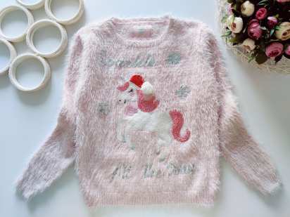 11,12 лет, рост 152 Свитер травка с единорогом пони