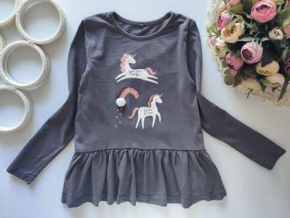 5,6 лет, рост 110,116 Лонгслив единоргом