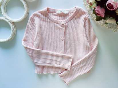 5,6 лет, рост 116 Пудровая детская кофточка