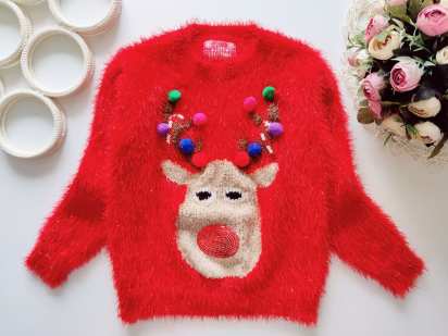 6 лет, рост 116 Свитер новогодний с оленем