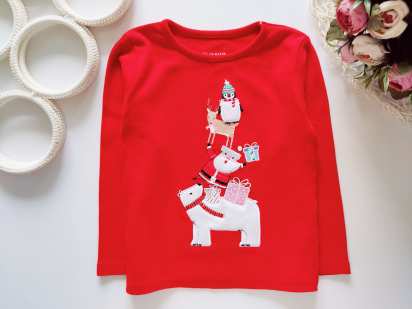 18,24 мес, рост 86,92 Новогодний реглан с дед морозом