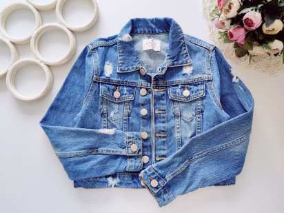 10 лет, рост 140 Крутая рваная детская джинсовка