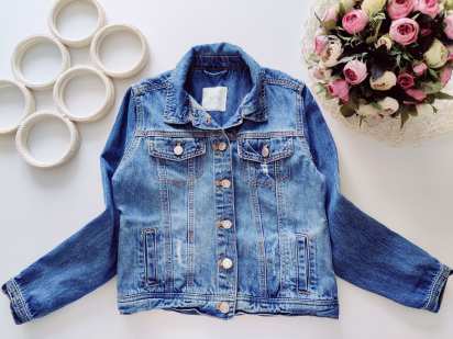 10 лет, рост 140 Крутая рваная детская джинсовка