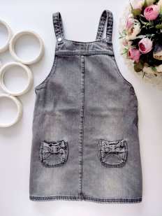 5,6 лет, рост 110,116 Джинсовый серый сарафан