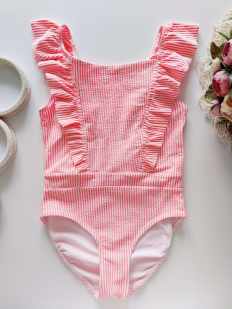 6,8 лет, рост 122,128 Купальник жатка с рюшами