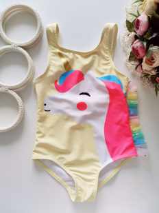 3,4 года, рост 98,104 Желтый купальник с единорогом