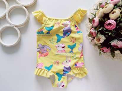 1,5,2 года, рост 86,92 Красивый желтый купальник в русалках Пеппа