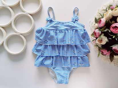 9,12 мес, рост 74,80 Красивый полосатый купальник