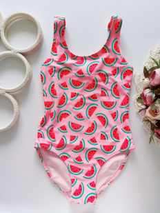 4,6 лет, рост 110,116 Яркий купальник в арбузах