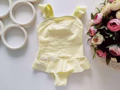 6,9 мес, рост 74 Лимонный купальник жатка