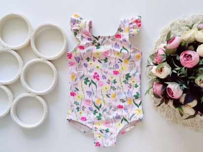 12,18 мес, рост 80,86 Красивый цветочный купальник
