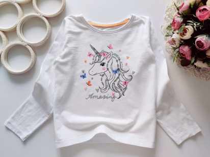 7,8 лет, рост 128 Реглан с единорогом