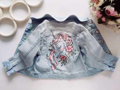 3 года, рост 98 Джинсовка с единорогом стретч