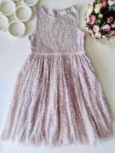 11 лет, рост 146 Нарядное лиловое платье в пайетках детское