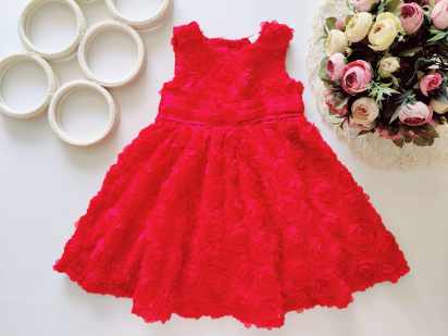 9,12 мес, рост 74,80 Красивое нарядное краскное платье