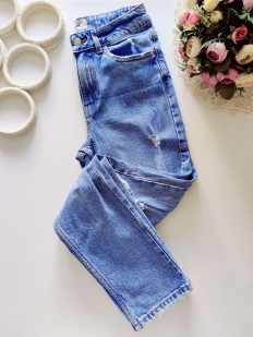 12 лет, рост 152 Голубые джинсы