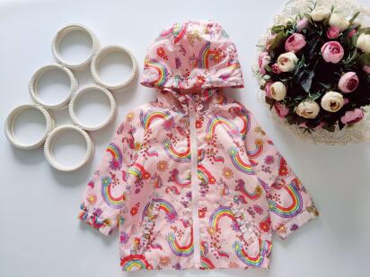 9,12 мес, рост 74,80 Легкая ветровка на флисе в единорожках