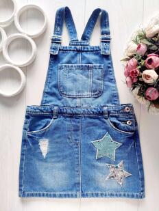 8,9 лет, рост 128,134 Джинсовый сарафан