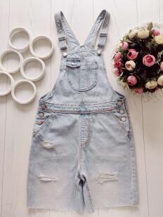 11,12 років, зріст 152 Блакитний джинсовий комбінезон з шортами