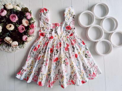 12,18 мес, рост 86 Хлопковый сарафан в маках