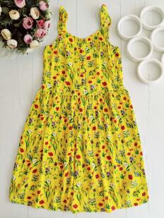 11 лет, рост 146 Красивый яркий летний сарафан жатка с вискозы