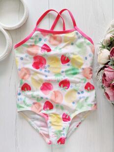 18,24 мес, рост 92 Красивый детский купальник в клубничках